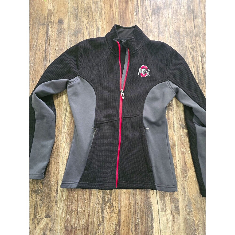 Spyder Ohio State Buckeyes Full Zip Jacket Black Gray Red Trim Size S